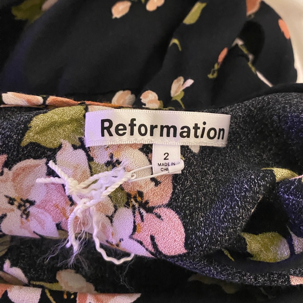 Reformation Lassie Daphne Midi Floral Open Back Maxi Dress Black Size 2 - Picture 9 of 10